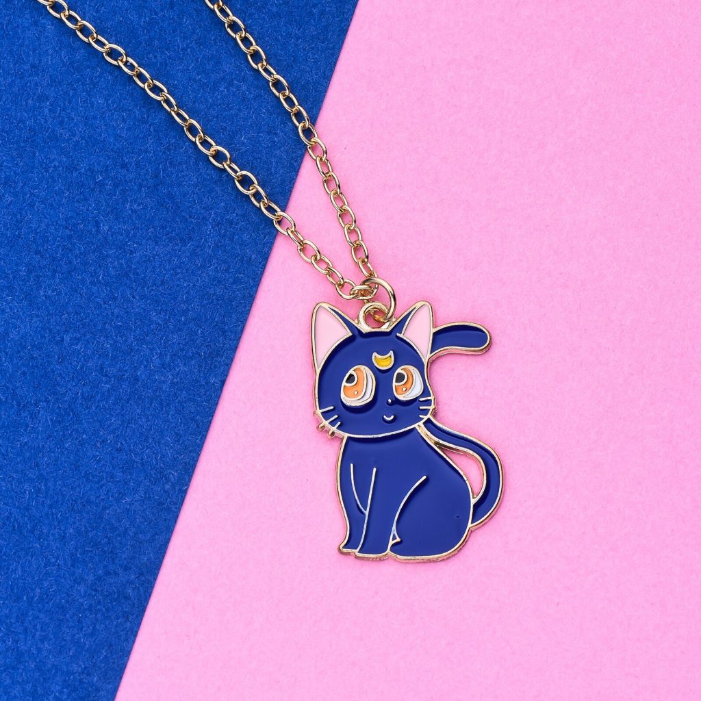 2022 Design New Cartoon Sailor Moon Blue Cat Necklace Cute Fashion Enamel Pendant for Woman Girl 2 - Sailor Moon Merch