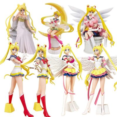 22cm Anime Sailor Moon Figure Sailor Mars Sailor Mercury Action Figures Collectible Handmade Toys Kawaii Doll 1 - Sailor Moon Merch