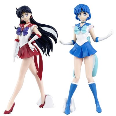 22cm Anime Sailor Moon Figure Sailor Mars Sailor Mercury Action Figures Collectible Handmade Toys Kawaii Doll - Sailor Moon Merch