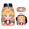 3 Piece Set Mochila Sailors Moon Backpack Women Basic Bookbag for College School Student Anime Bag - Sailor Moon Merch