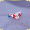 Anime Sailor Tsukino Usagi Moon Red Bow Transformer Ring Women Girls Ring Costume Cosplay Accessories Metal 4 - Sailor Moon Merch