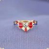 Anime Sailor Tsukino Usagi Moon Red Bow Transformer Ring Women Girls Ring Costume Cosplay Accessories Metal 5 - Sailor Moon Merch