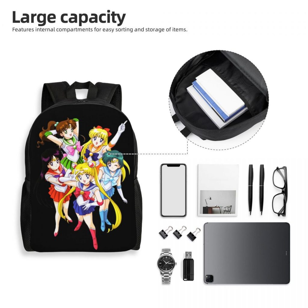 Japanese Shojo Manga Sailor Travel Backpack Women Men School Computer Bookbag Anime Moon Girl College Student 4 - Sailor Moon Merch