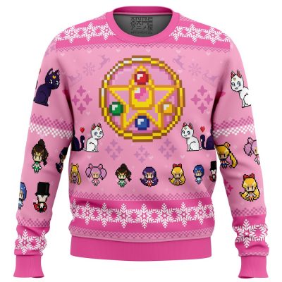 Merry Senshi Sailor Moon PC Ugly Christmas Sweater front mockup - Sailor Moon Merch