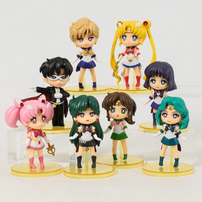 Q Version Sailor Moon Mercury Mars Jupiter Venus Uranus Neptune Pluto Chiba Mamoru Figures Toys Desktop - Sailor Moon Merch