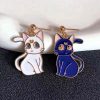 Sailor Moon Cat Earrings Luna and Artemis Anime Inspired Enamel Drop Earrings Kawaii Animal Jewelry for - Sailor Moon Merch