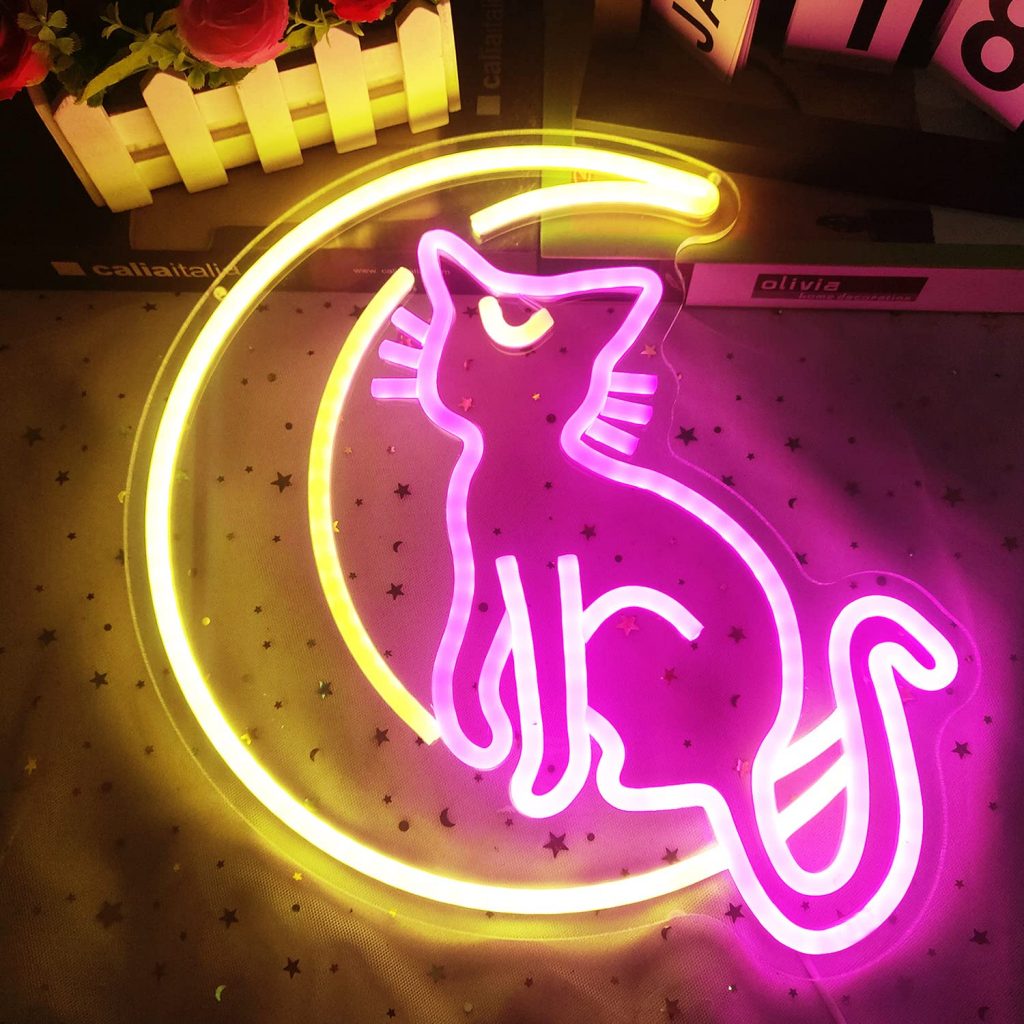 Sailor Moon Cat Neon Sign Anime Neon Sign Custom Neon Light Sign Anime Sign Room Wall 1 - Sailor Moon Merch