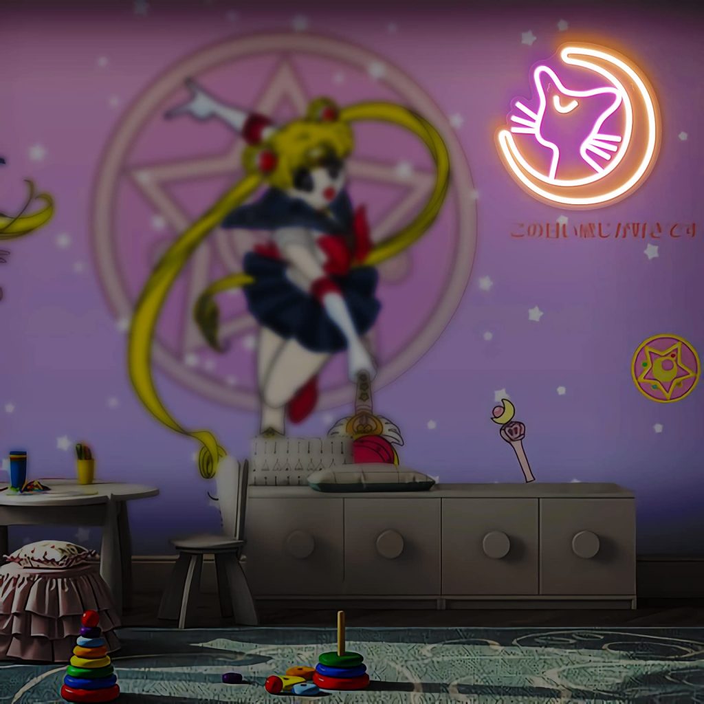 Sailor Moon Luna Neon Sign Anime Magic Cat LED Neon Lights for Wall Decor Game Room 2 - Sailor Moon Merch