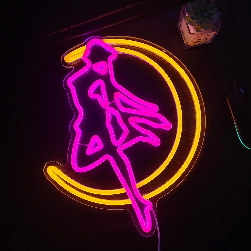 Sailor Moon Neon Sign Sailor Moon Decor LED Sailor Moon Lamp Wall Decor Anime Neon Light 1 - Sailor Moon Merch