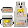 Three piece Anime Sailor Moon Printed Backpack Student Casual Fashion Schoolbag Shoulder Bag Pencil Bag Set 1 - Sailor Moon Merch