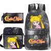 Three piece Anime Sailor Moon Printed Backpack Student Casual Fashion Schoolbag Shoulder Bag Pencil Bag Set 2 - Sailor Moon Merch