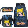 Three piece Anime Sailor Moon Printed Backpack Student Casual Fashion Schoolbag Shoulder Bag Pencil Bag Set 4 - Sailor Moon Merch