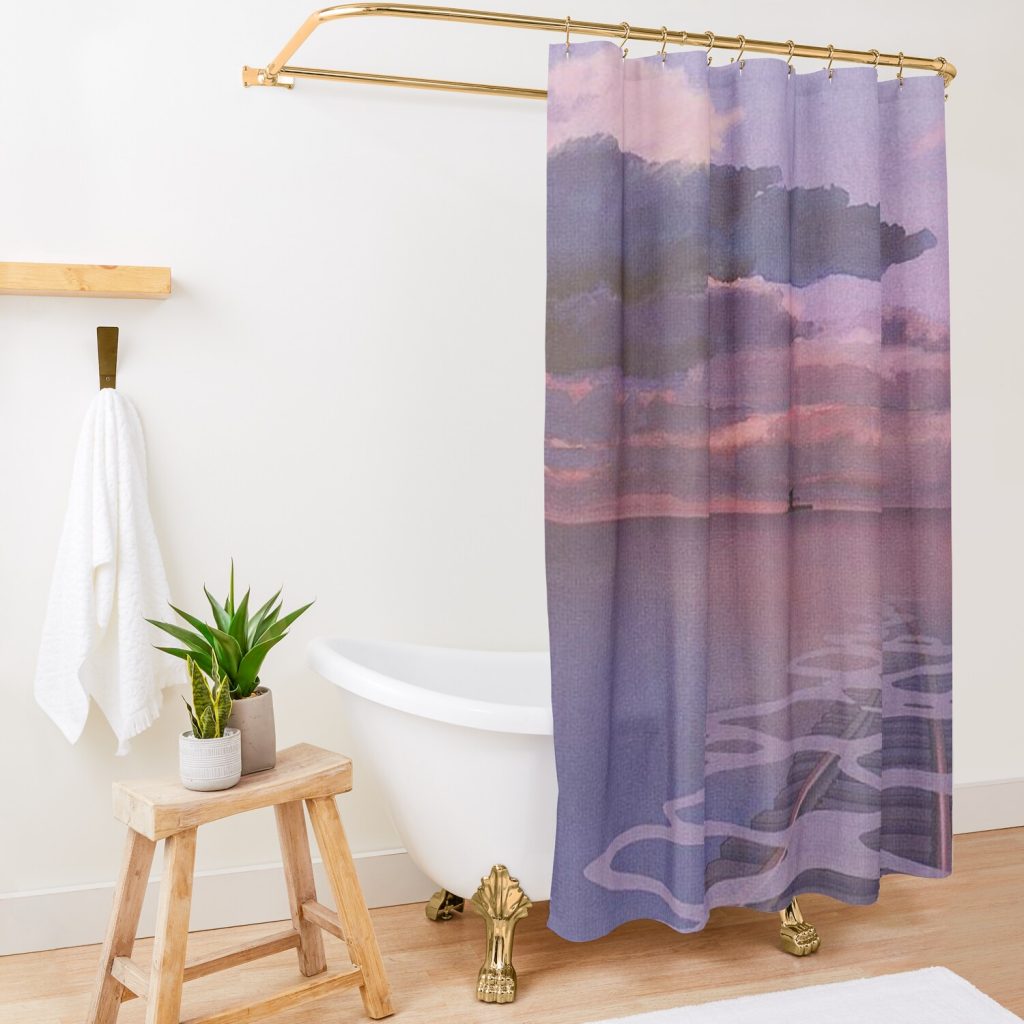 Spirited Away Railroad Nighttime Aesthetic Shower Curtain Official Sailor Moon Merch