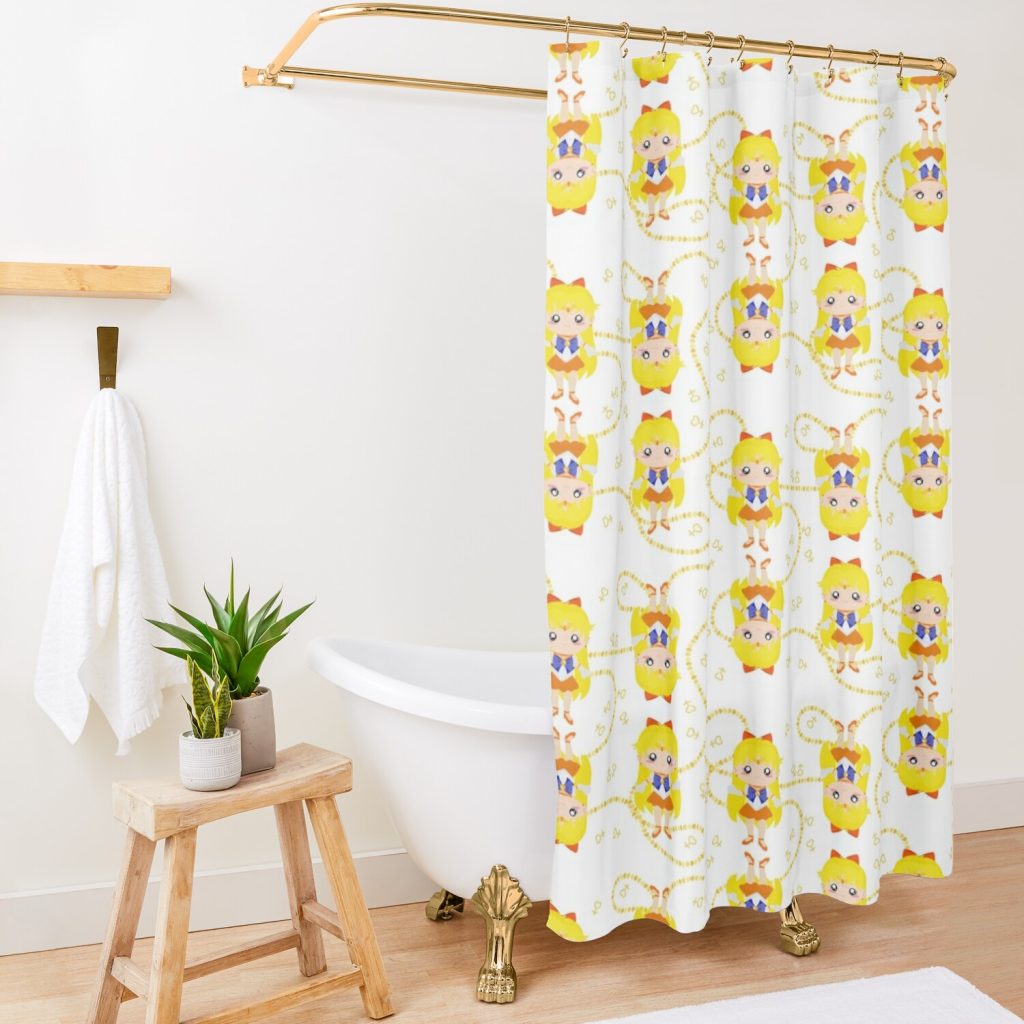 Sailor Venus Pattern Shower Curtain Official Sailor Moon Merch